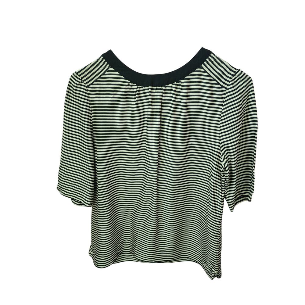Canvas by‎ Lands End Black Stripe Blouse Womens 4